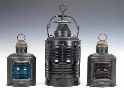 Appraisal: Three Vintage Ships Lanterns Three vintage ships lanterns a pair