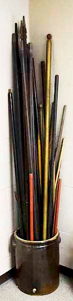 Appraisal: Large Collection of Painted IOOF Wooden Staffs etc Large Collection