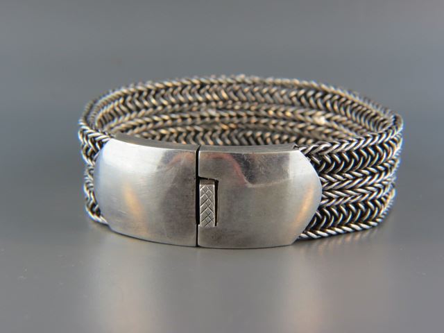 Appraisal: Sterling Silver Bracelet fine woven design wide long grams hallmarked