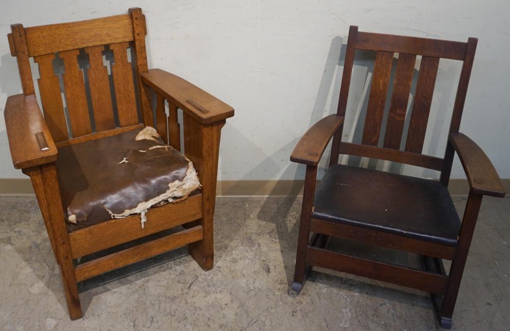 Appraisal: L and J G Stickley Oak Arm Rocker and an