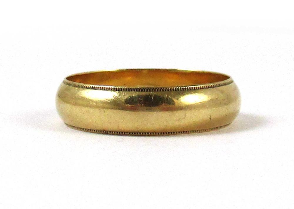 Appraisal: FOURTEEN KARAT YELLOW GOLD BAND mm width size - grams