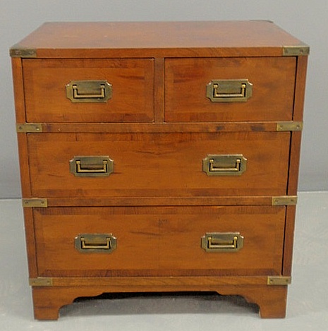 Appraisal: Contemporary mahogany veneered seaman s chest with brass mounts by