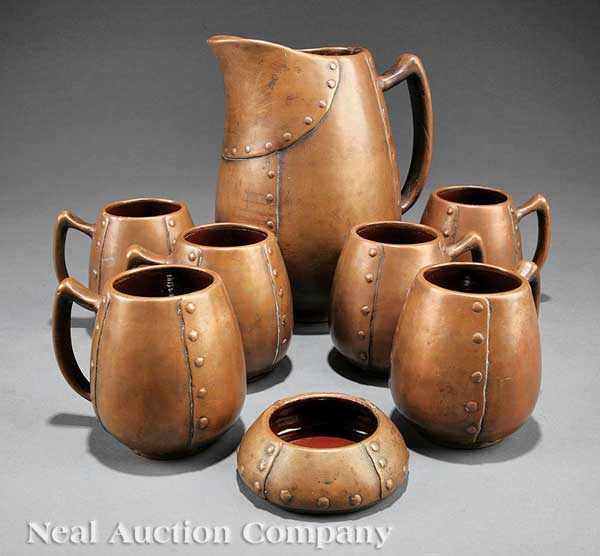 Appraisal: A Clewell Copper-Clad Art Pottery Lemonade Set each piece stamped