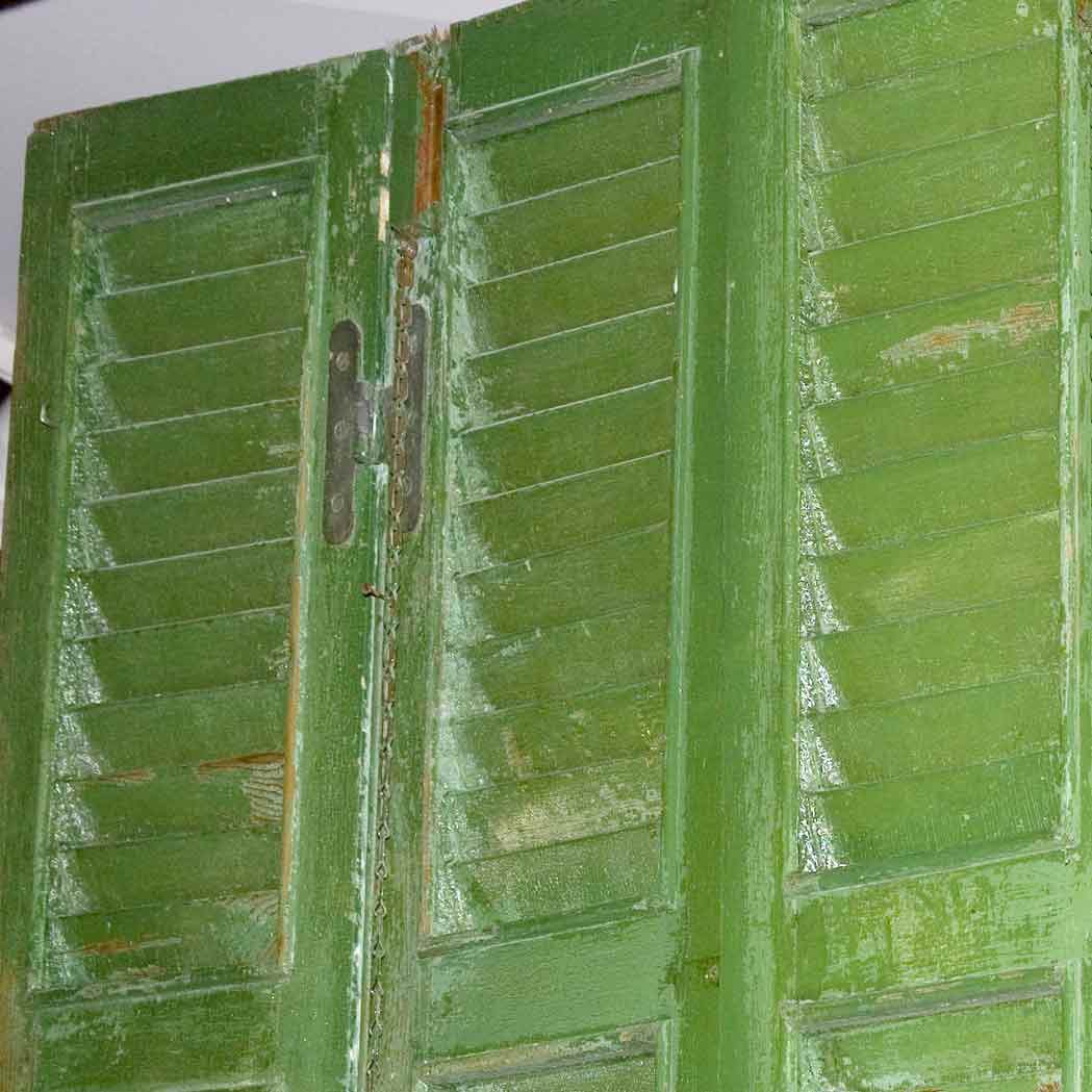 Appraisal: Green Painted Shutter-Form Six-Panel Screen Height feet inches