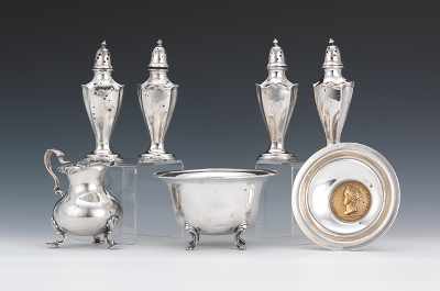 Appraisal: A Group of Sterling Silver Table Articles Including four -