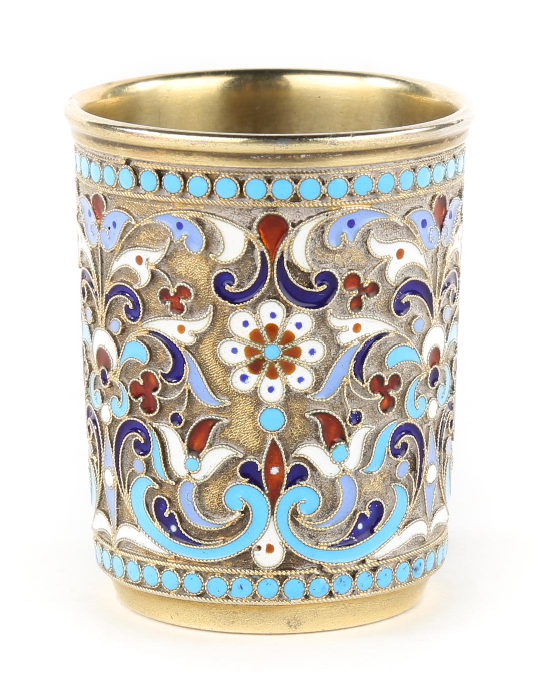 Appraisal: Russian cloisonne enamel silver-gilt cordial maker's mark of Nikolai Alekseyev