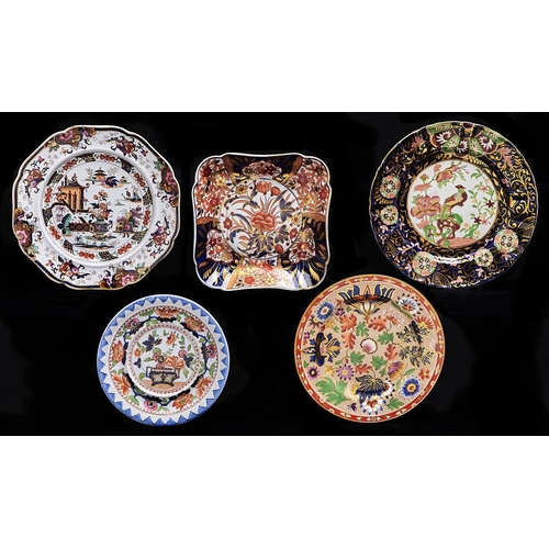 Appraisal: Three various Staffordshire earthenware and Ironstone plates a dish and