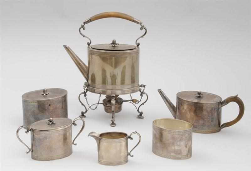 Appraisal: HOWARD CO ENGRAVED SILVER SIX-PIECE TEA SERVICE IN THE GEORGE