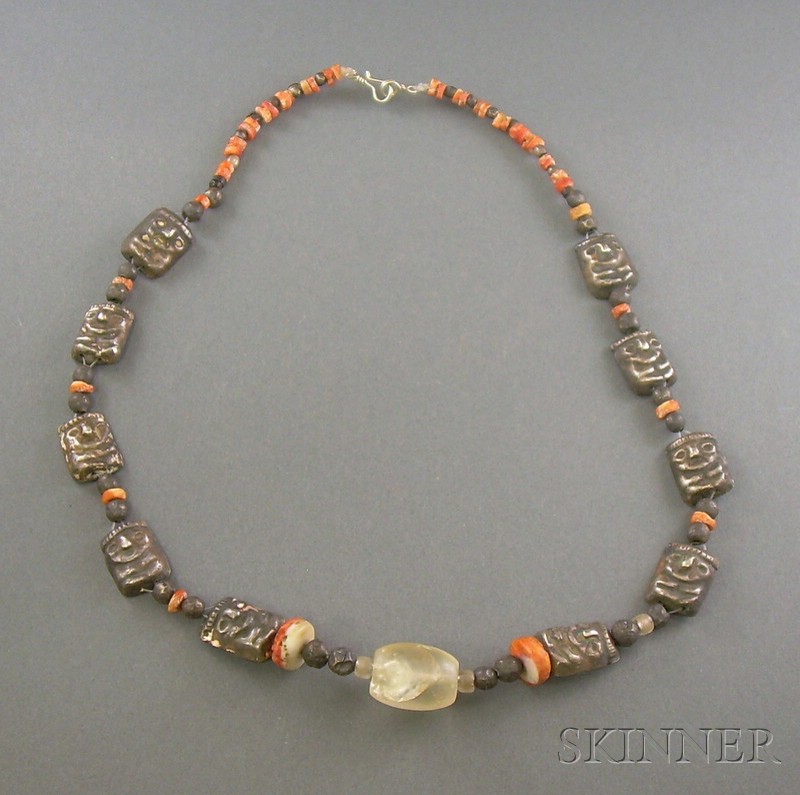 Appraisal: Pre-Columbian Shell and Silver Necklace Chimu c - A D