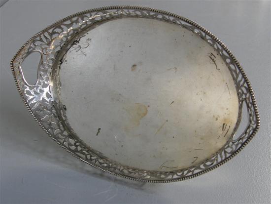 Appraisal: Dutch silver oval tray with beaded raised pierced borders