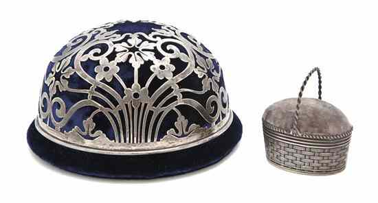 Appraisal: Two American Sterling Silver Pin Cushions comprising a Dominick Haff