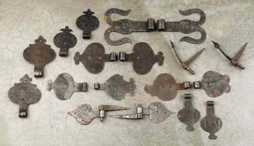 Appraisal: Six pair of Moravian wrought iron door hinges ca together