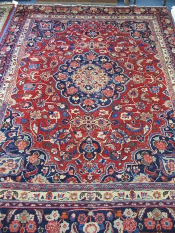 Appraisal: Mashad Persian Handmade Room Size Rug central medallion elaborate florals