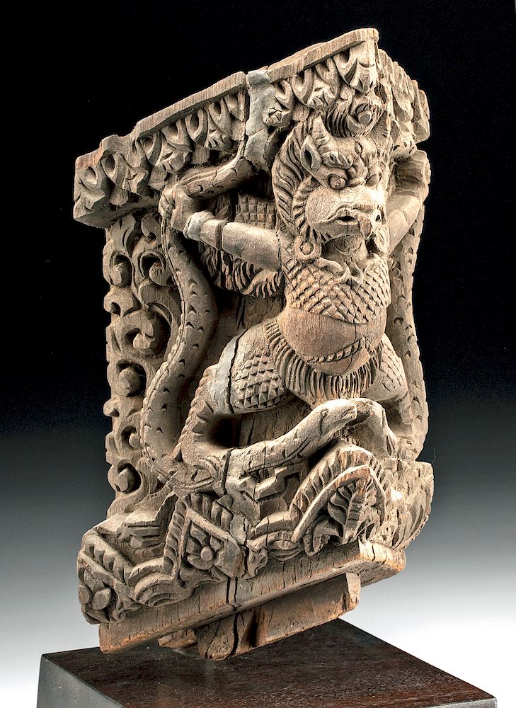 Appraisal: th C Nepalese Wood Garuda Holding Snakes Central Asia Nepal