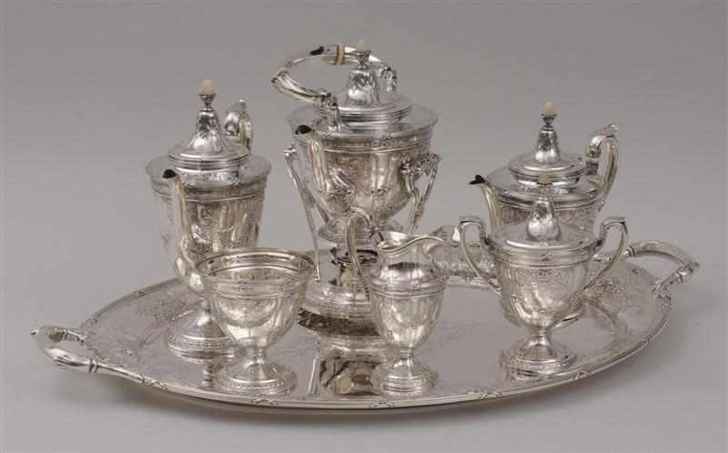 Appraisal: GORHAM SIX-PIECE MONOGRAMMED SILVER TEA AND COFFEE SERVICE AND MATCHING