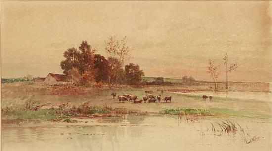 Appraisal: Carl Philipp Weber Pennsylvania - PASTORAL LANDSCAPE WITH COWS watercolor