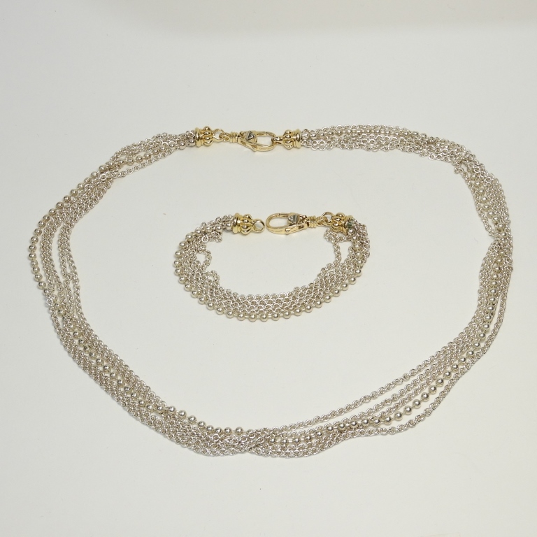 Appraisal: LAGOS CAVIAR S S K GOLD NECKLACE BRACELET United States