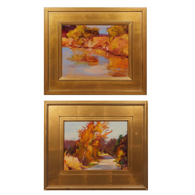 Appraisal: Beverly Dennis American Autumn Roads and Reflections th c pair