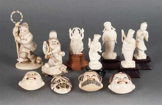 Appraisal: Ten assorted Japanese carved Ivory figures and masks and an