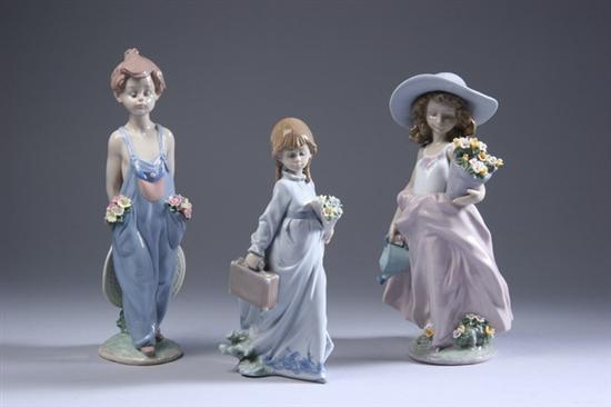 Appraisal: THREE LLADRO PORCELAIN FIGURES A Wish Come True School Days