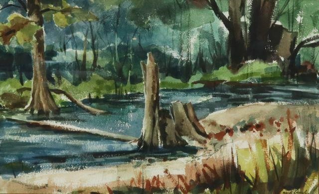 Appraisal: Framed watercolor painting on paper On Onion Creek signed lower