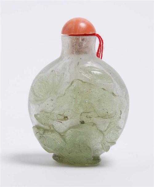 Appraisal: SNUFF BOTTLE China H cm Transparent glass with small bubbles