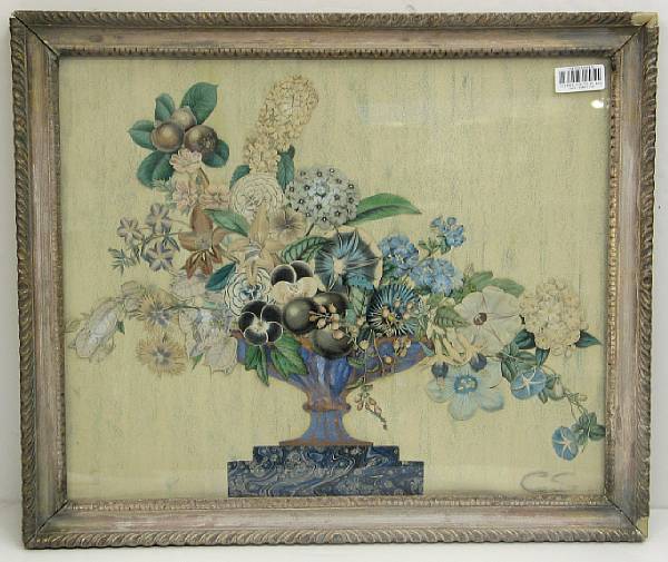 Appraisal: A Victorian style decoupage floral picture Depicting a bouquet within