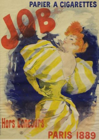 Appraisal: CHERET Jules Job Papier a Cigarettes ColorLithograph Poster Signed dated