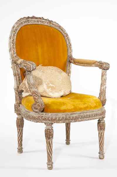 Appraisal: Italian Painted Neoclassical Arm Chairlate th century carved frame with