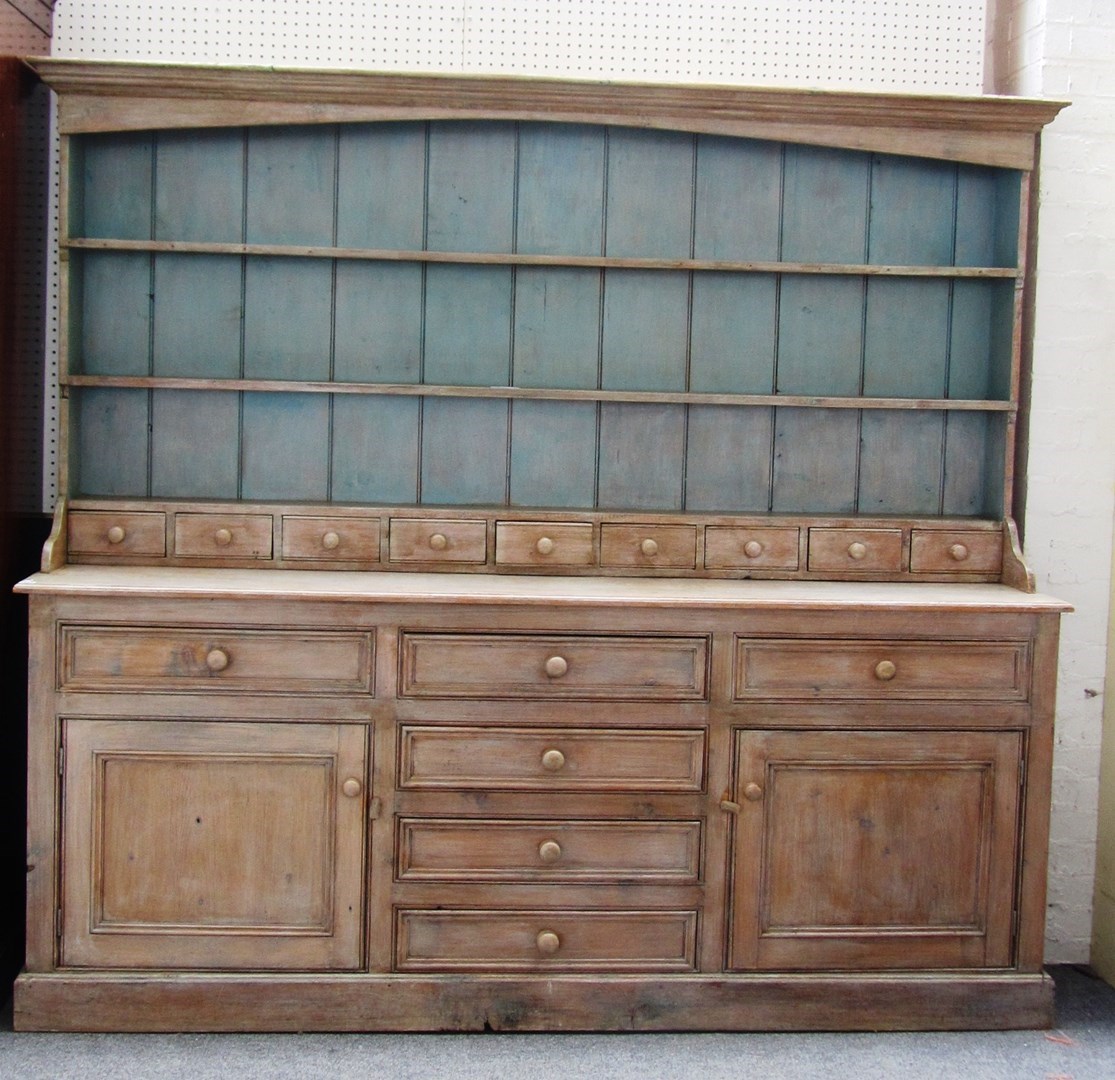 Appraisal: An th century style painted pine dresser the enclosed three