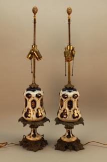 Appraisal: Pr th C French of French Paris Porcelain Lamps Pr