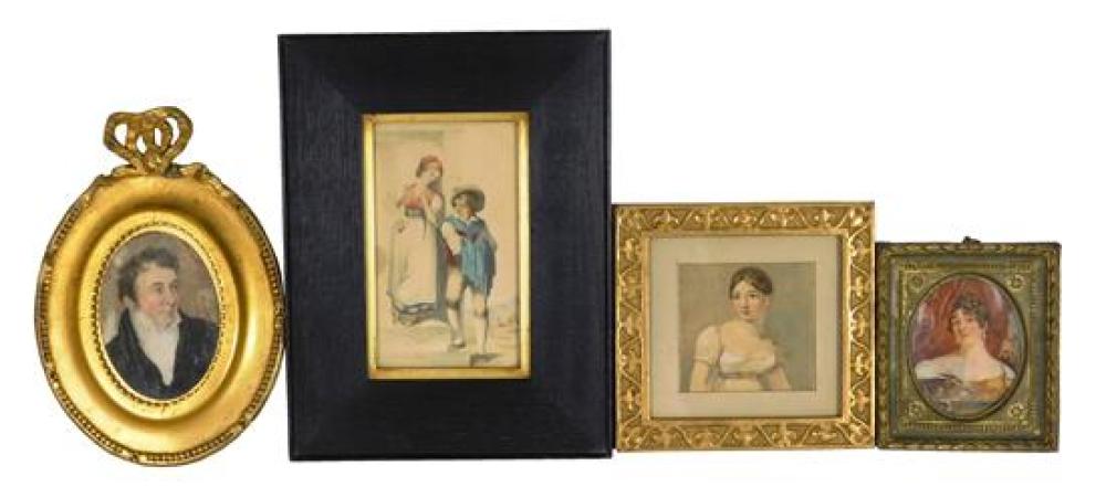 Appraisal: Four framed miniature portraits th C attributions to Schetky written