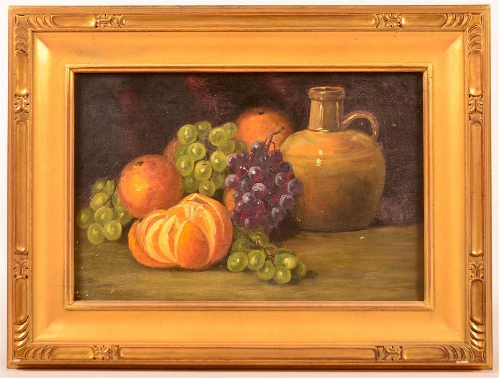 Appraisal: Unsigned Oil on Canvas Fruit Still Life Unsigned Late th