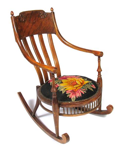 Appraisal: A Renaissance Revival rocking chair th century height in width