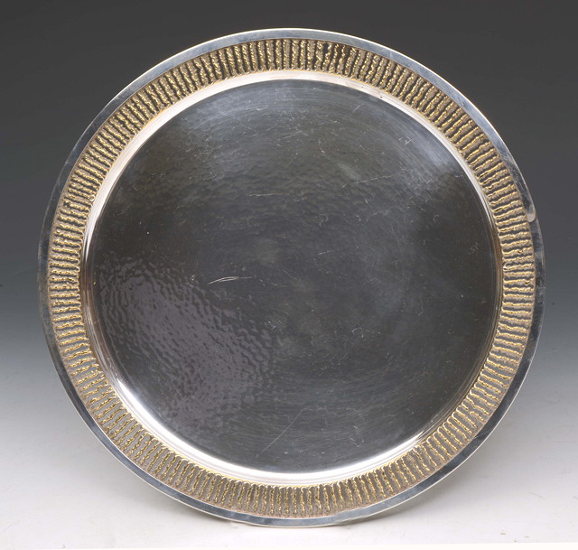 Appraisal: Stuart Devlin British b Silver tray with silver gilt textured