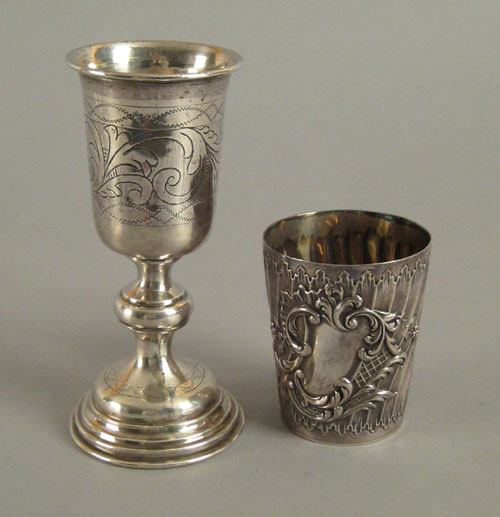 Appraisal: Russian silver chalice late th c together with a silver