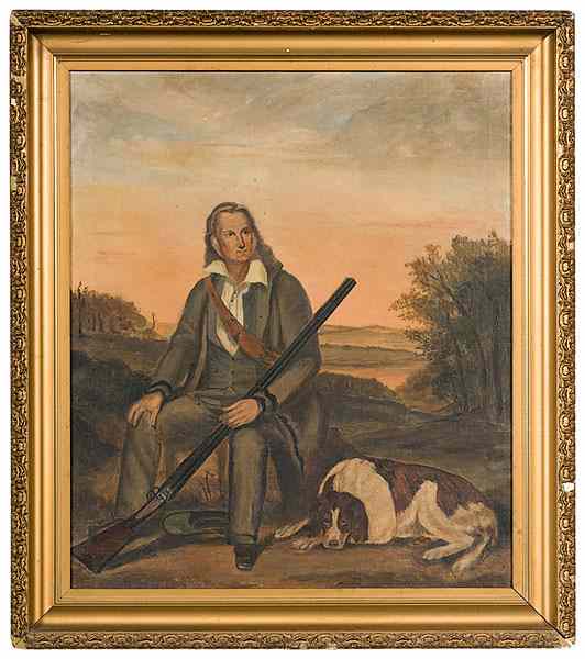 Appraisal: John James Audubon Portrait Oil on canvas th Century an