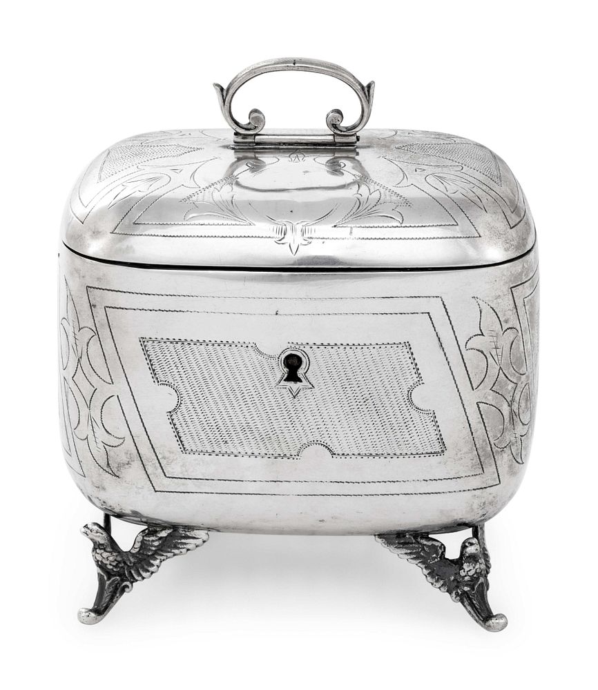 Appraisal: An Austrian Silver Tea Caddy An Austrian Silver Tea Caddy