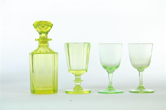 Appraisal: FOUR PIECES OF VASELINE GLASS American or European late th