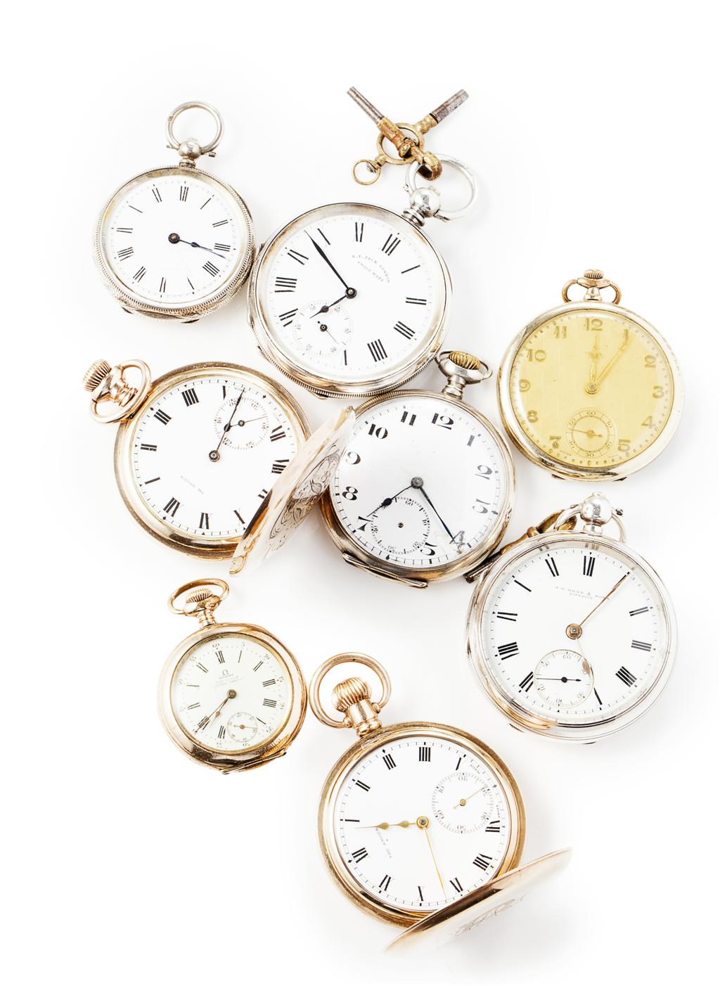 Appraisal: A mixed group of eight pocket watches four silver cased