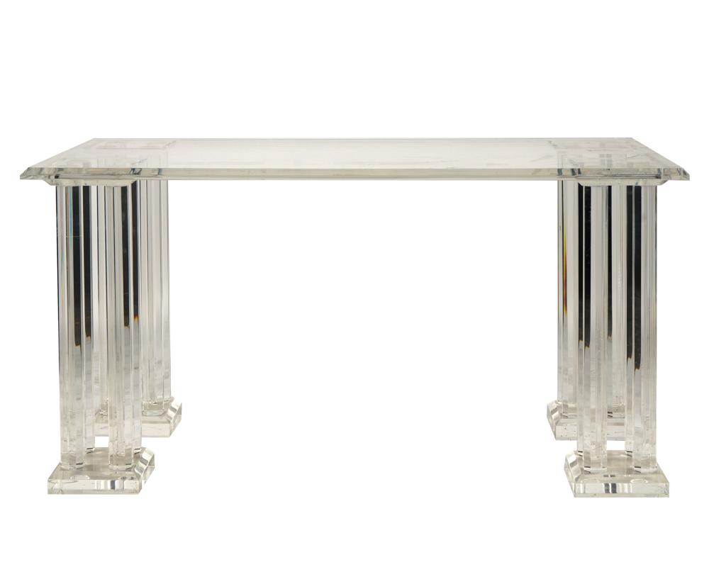 Appraisal: LUCITE DINING TABLE s the rectangular top with removable black