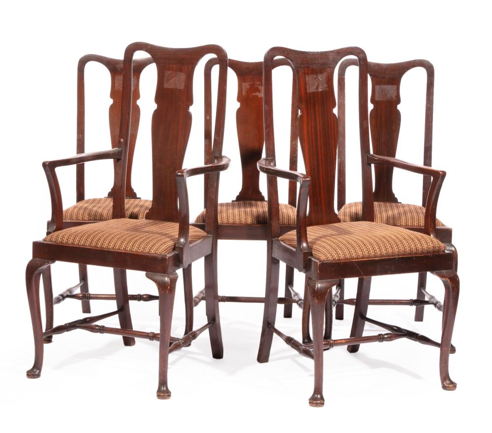 Appraisal: THIRTEEN QUEEN ANNE-STYLE MAHOGANY DINING CHAIRSThirteen Antique Queen Anne-Style Mahogany