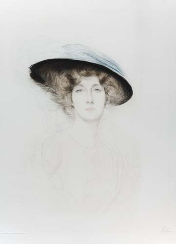 Appraisal: PAUL C SAR HELLEU Le Chapeau Plume Color drypoint x