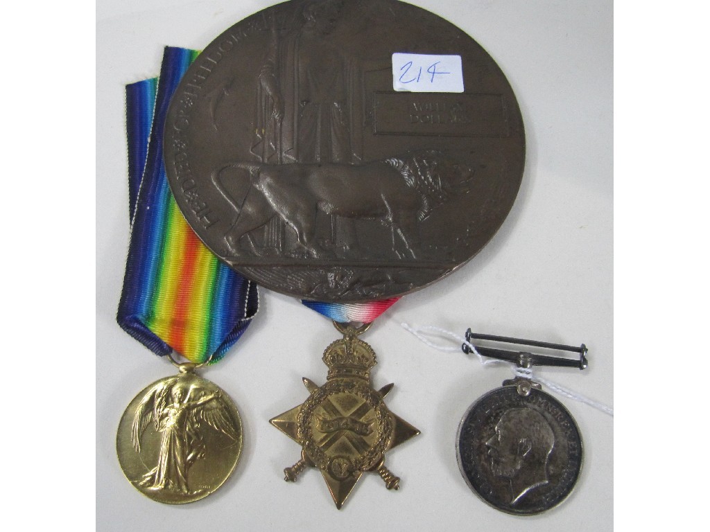 Appraisal: Group of three WWI medals and star to PTE W