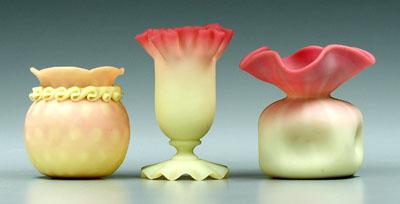 Appraisal: Three small Burmese vases all with satin finish one with