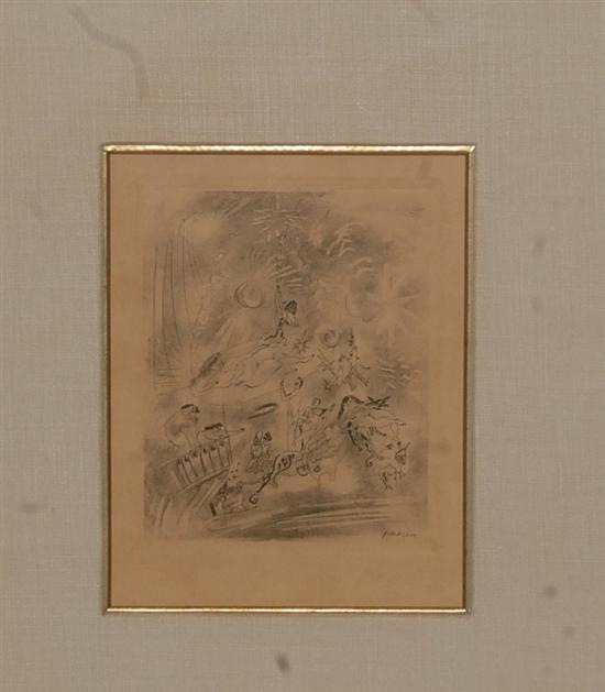 Appraisal: JULES PASCIN - Soft ground etching on japan Circus Scene