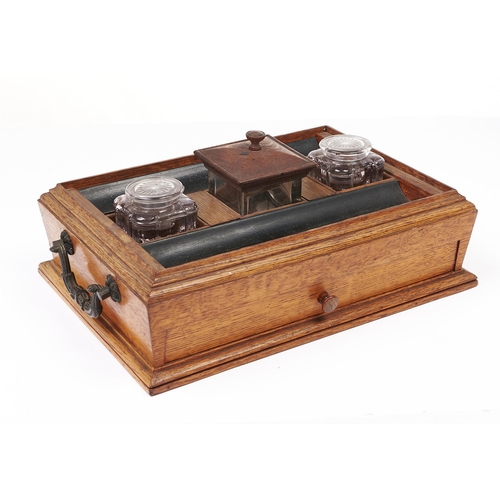 Appraisal: An early Victorian bronze mounted oak and ebony inkstand attributed