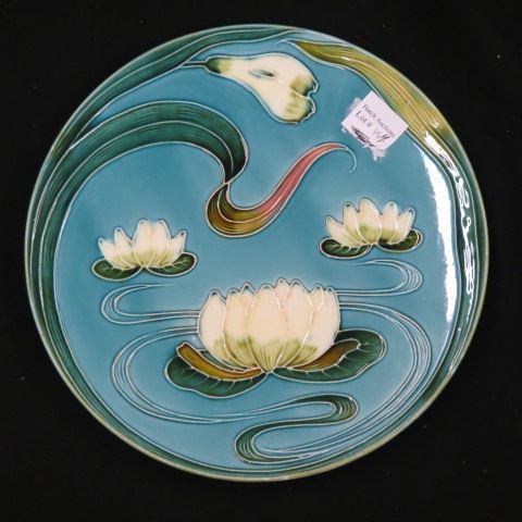 Appraisal: Majolica Pottery Plate Art Nouveau style water lily decor excellent