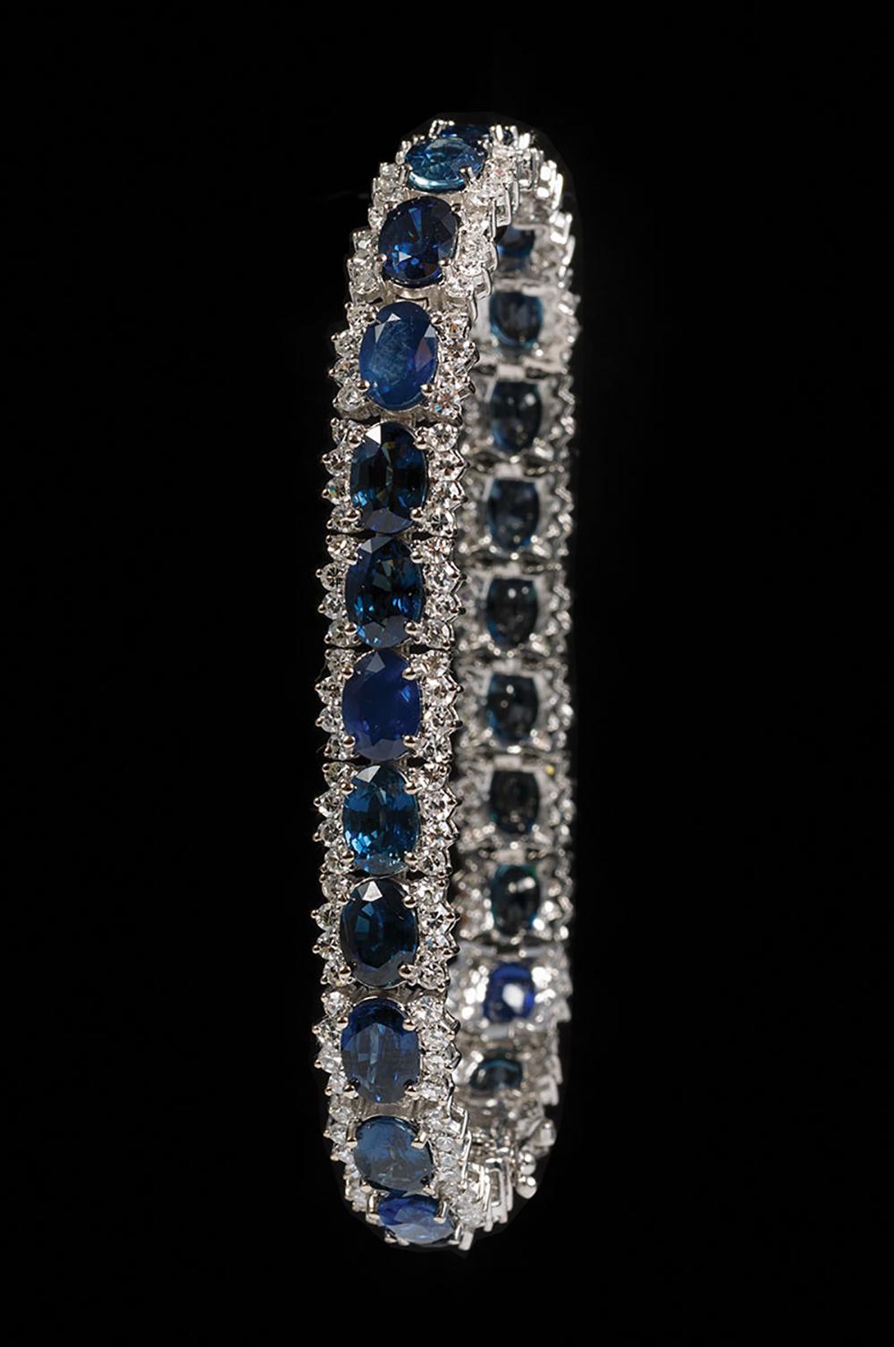 Appraisal: kt White Gold Sapphire and Diamond Bracelet prong set oval