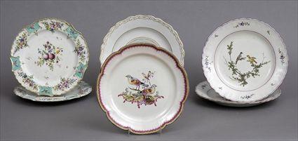 Appraisal: THREE PAIRS OF FAIENCE PLATES AND A SINGLE PLATE The